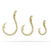 3 Gold fishing Circle hook pendants by Nautical Treasure